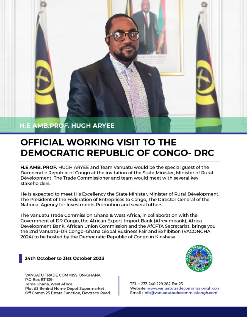 OFFICIAL WORKING VISIT TO THE DEMOCRATIC REPUBLIC OF CONGO-DRC